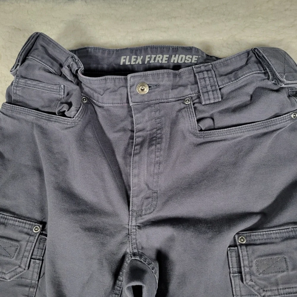 Duluth Trading Co Flex Fire Hose Cargo Pants Mens 32x30 Gray Workwear Utility - Picture 3 of 14